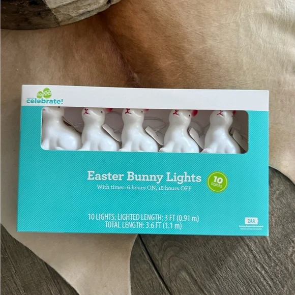 Brand NWT White Easter Bunny String Lights with Timer - Picture 4 of 16